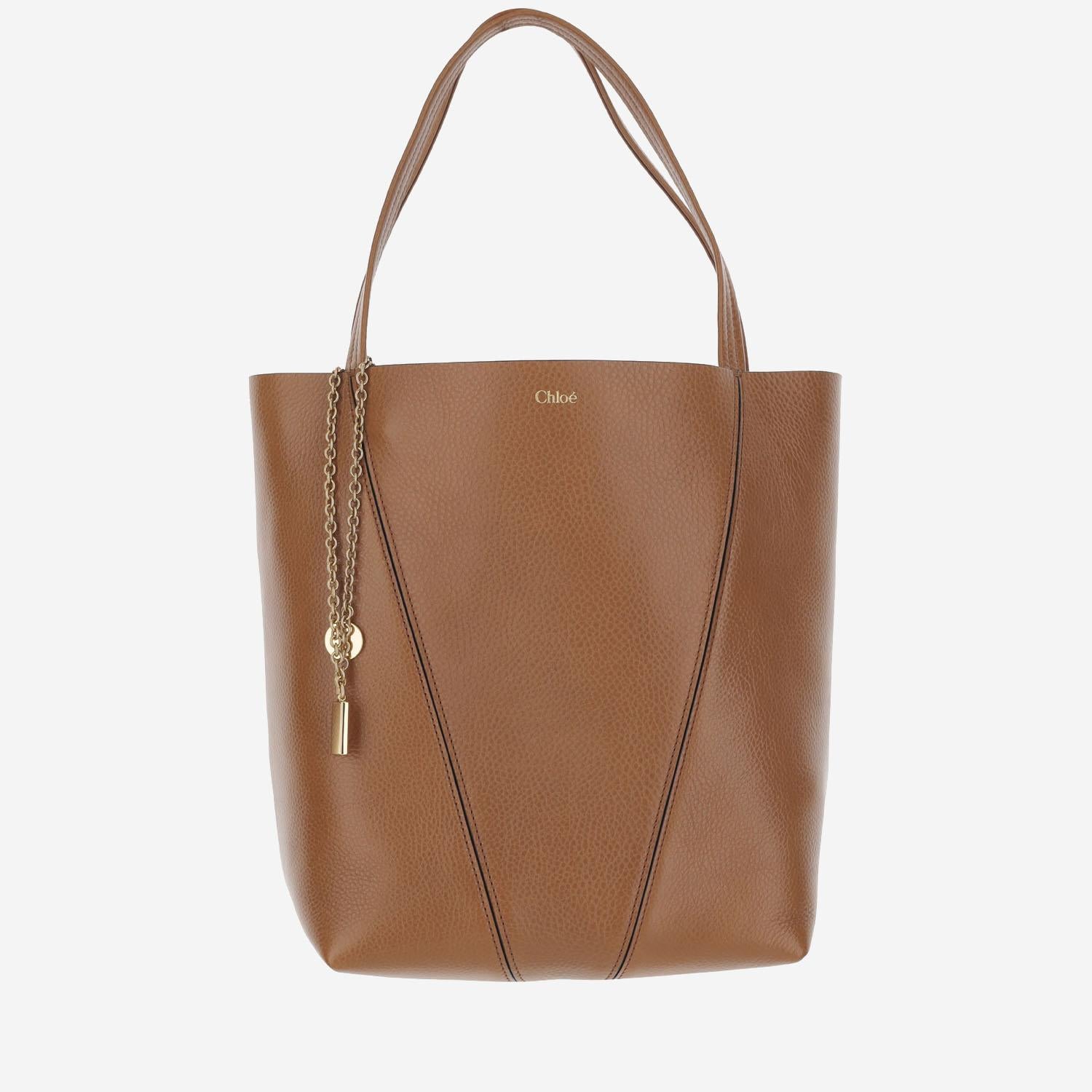 TOTE BAG CHLOÉ SPIN IN PELLE GRANATA CHC25SS811N84 26M CHLOE 
