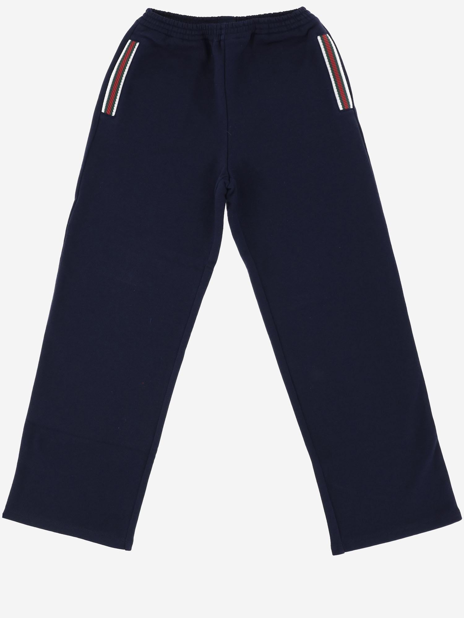 PANTALONI IN COTONE CON NASTRO WEB 825179 XJHAQ4780 GUCCI KIDS 