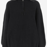 MAGLIONE CON ZIP IN LANA 6252K21069 BLACK CARVEN 