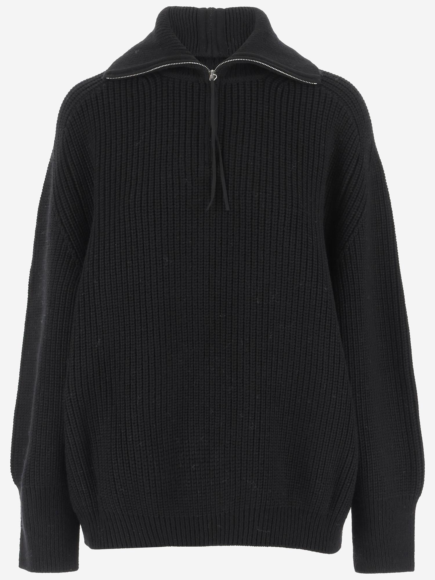 MAGLIONE CON ZIP IN LANA 6252K21069 BLACK CARVEN 