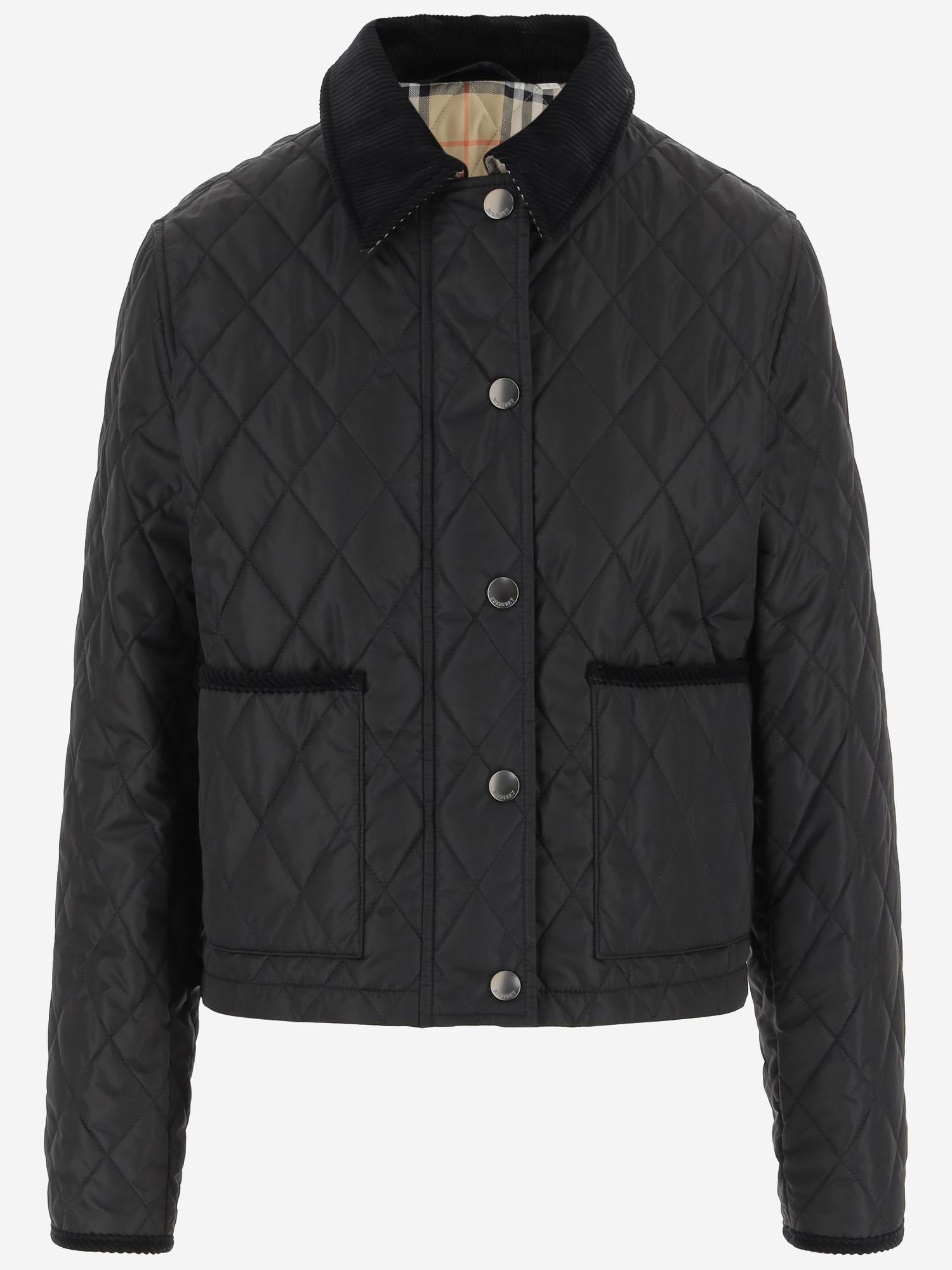 Giacca in nylon trapuntato 8107465 BLACK/SANDIPCHECK BURBERRY 