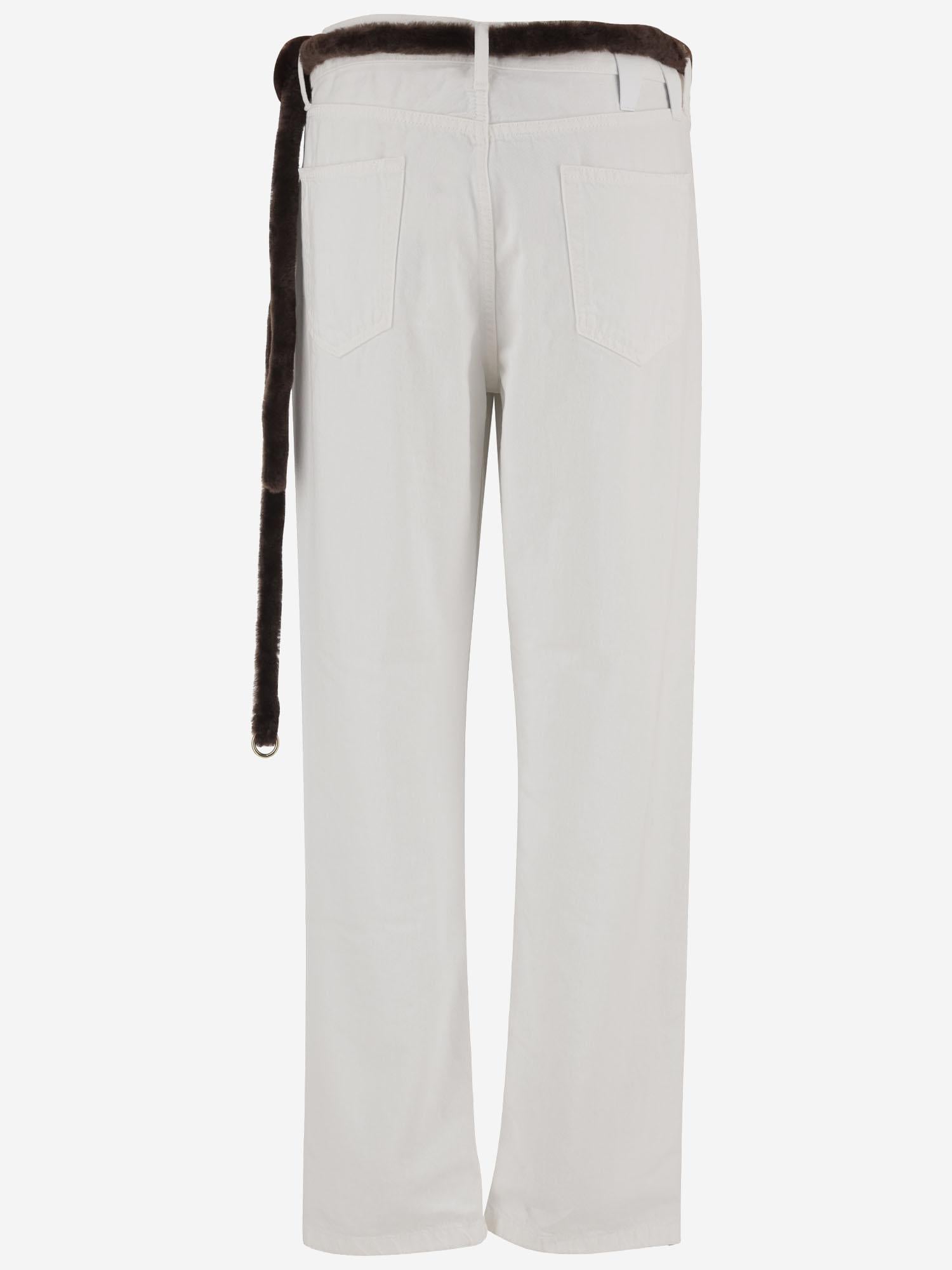 PANTALONI NAOMI IN COTONE CON CINTURA IN PELLICCIA WTR38S DWB01W008W008 DARKPARK 