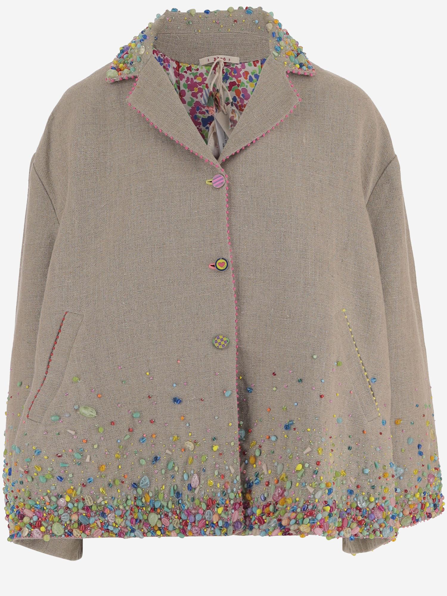 Giacca in lino con perline DLWPJNFL01E GREEN PERO 