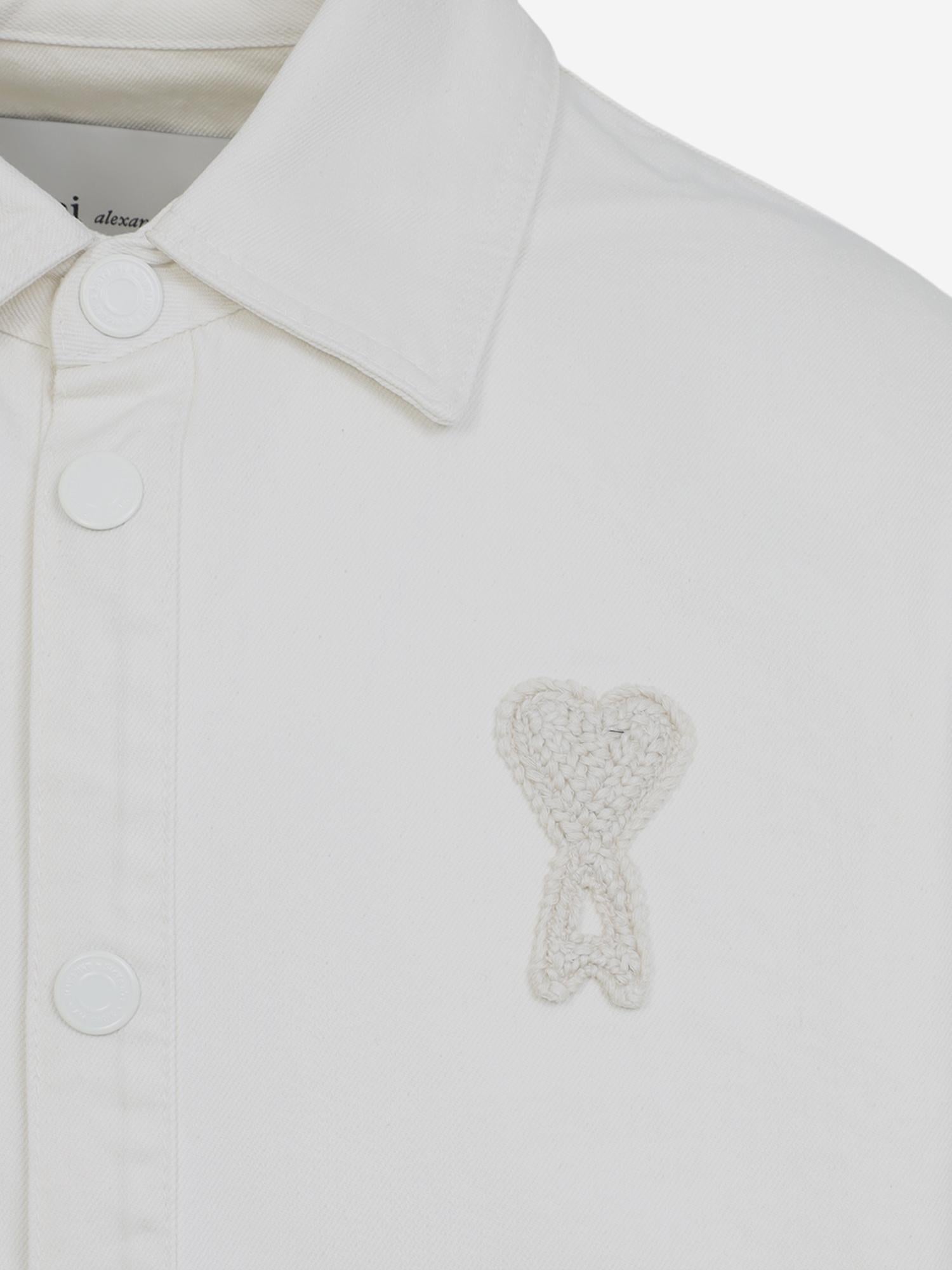 CAMICIA IN COTONE CON RICAMO LOGO UJK897DE0126 136 AMI 