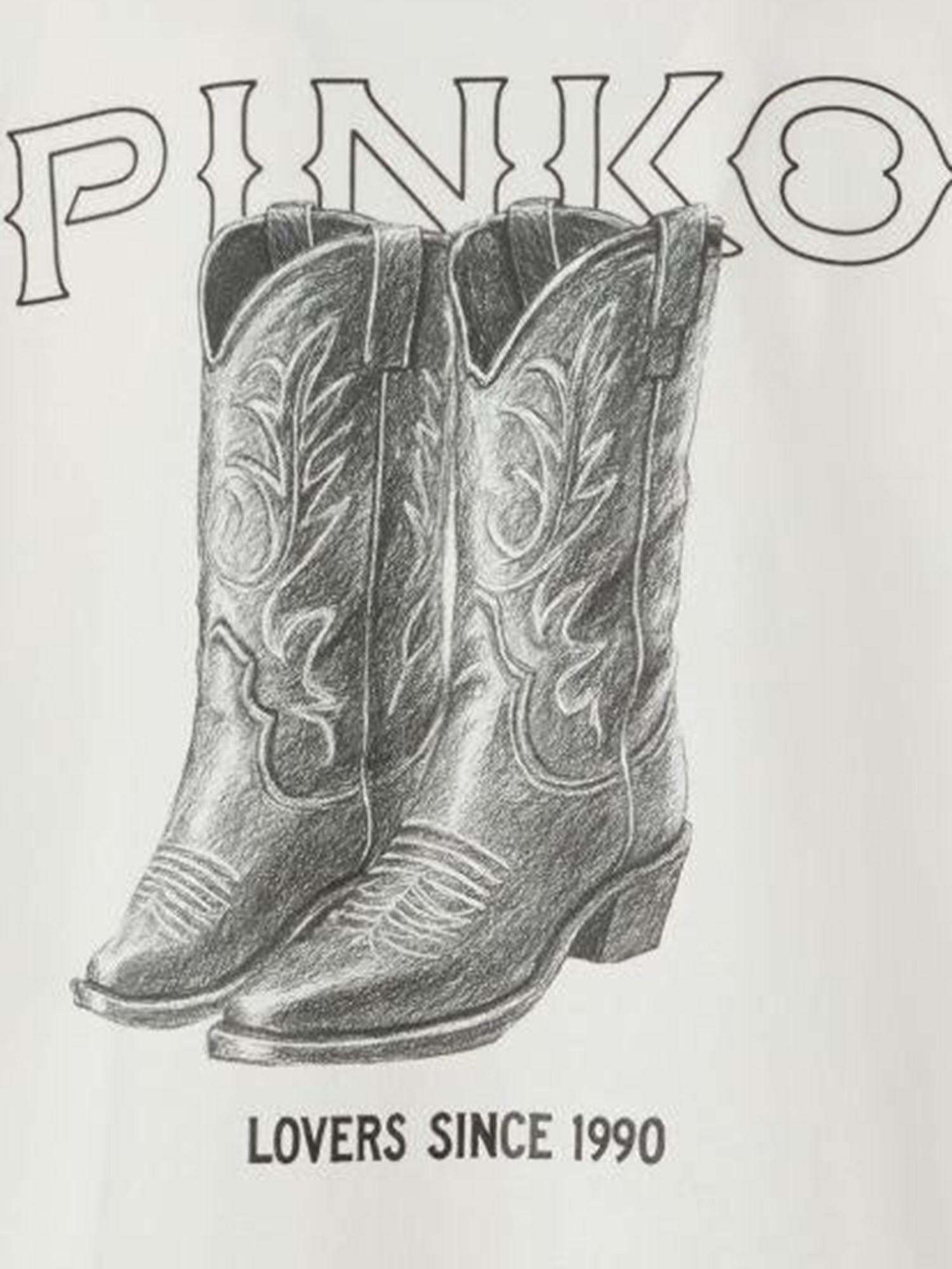 T-SHIRT IN COTONE CON STAMPA LOGO 106872 A3B3Z05 PINKO 