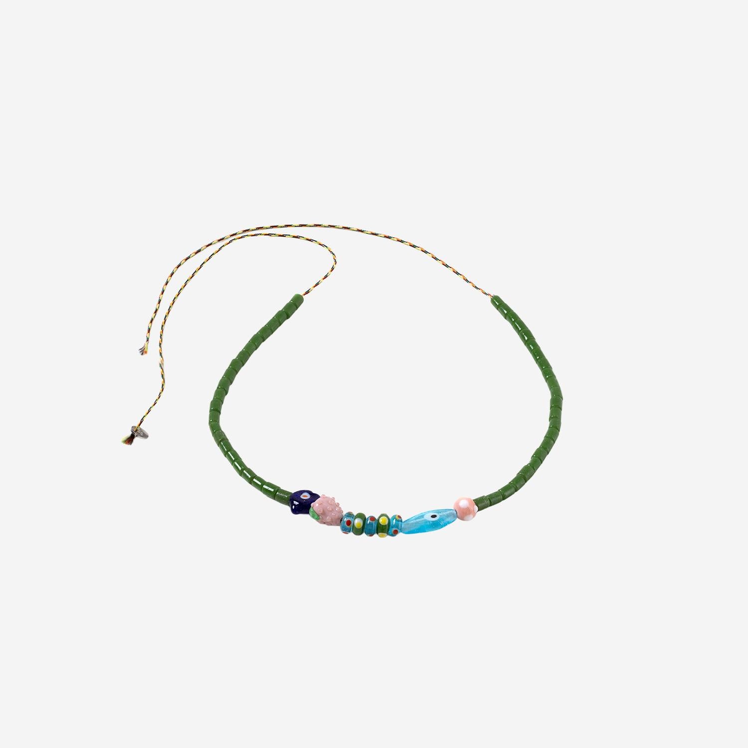 Collana con pesce e perle in vetro MIXEDGLASSBEAD EVILEYEGREEN SORBET ISLAND 