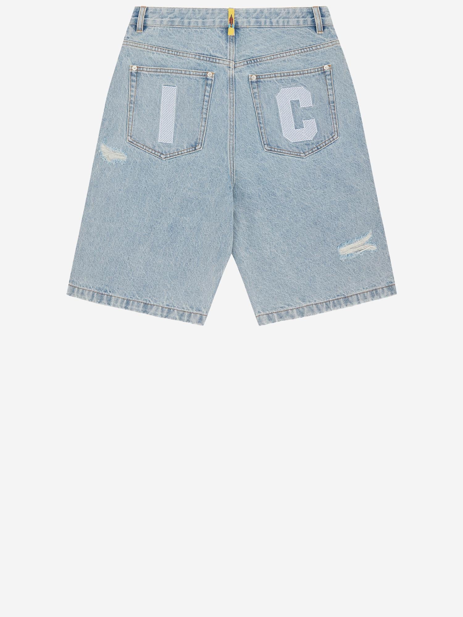 PANTALONI CORTI IN COTONE ICD003 HEAVY WASH BLUE ICECREAM 