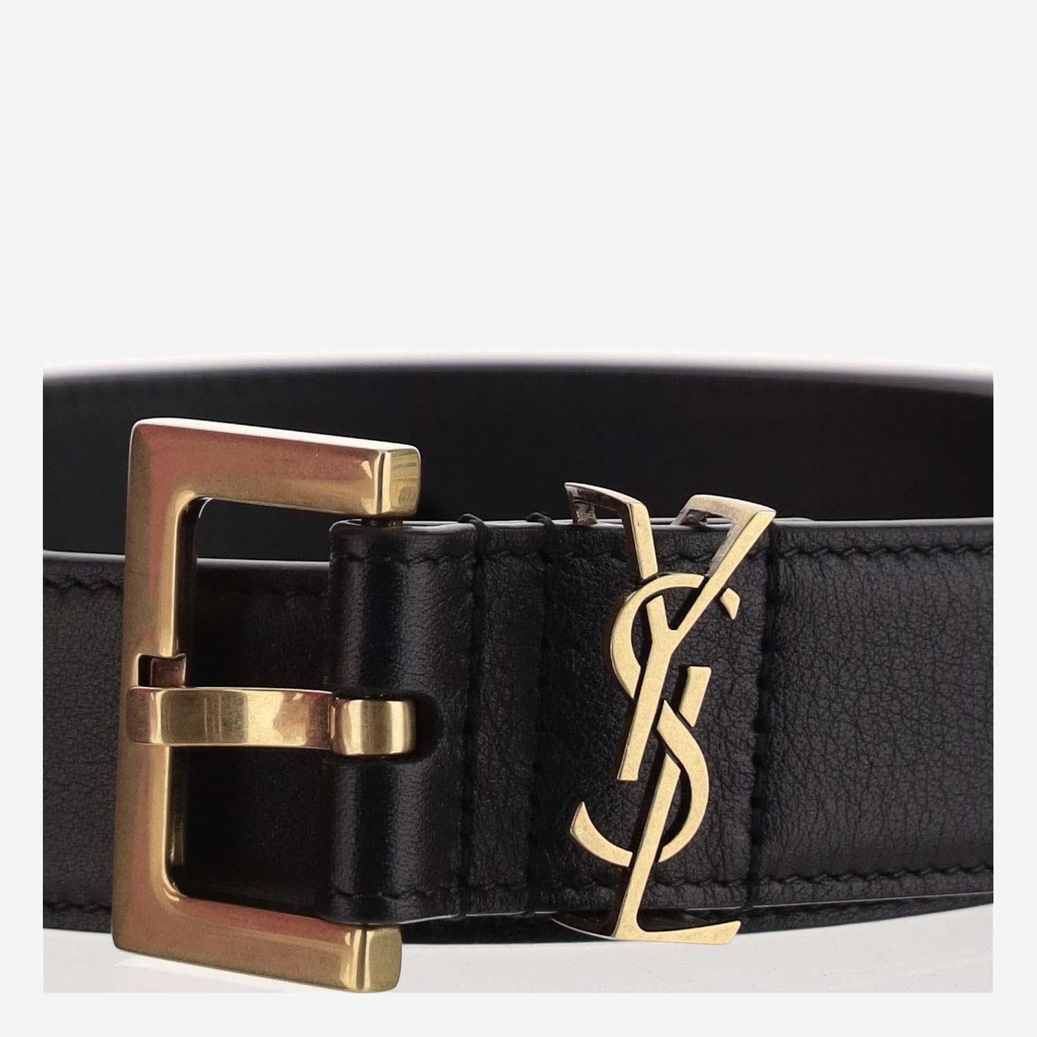 CINTURA IN PELLE LUCIDA 634437 BOO0W1000 SAINT LAURENT 