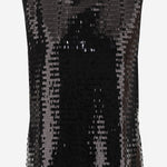 TOP SENZA MANICHE IN TESSUTO LUCIDO CON PAILLETTES T061 PTSTBLACK NICCOLO PASQUALETTI 