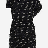 MINI ABITO ARRICCIATO IN MUSSOLA DI SETA A POIS 776449 Y5I781095 SAINT LAURENT 