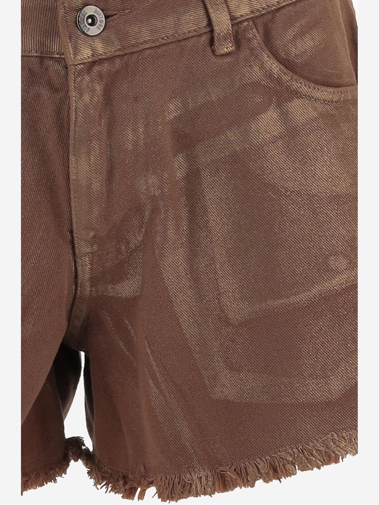 PANTALONI CORTI IN COTONE CON ORLO SFRANGIATO DAM25M04. BROWN DONT @ ME 