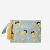 POCHETTE IN COTONE CON MOTIVO LIMONI IN PERLINE POU0002 09122L MC2 SAINT BARTH 