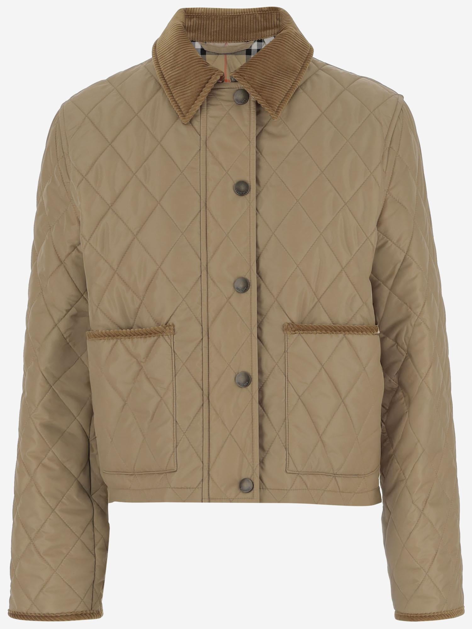 Giacca corta in nylon trapuntato 8107466 FLAX/SANDIPCHECK BURBERRY 