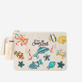 POCHETTE IN COTONE CON MOTIVI MARINI IN PERLINE POU0002 00877L MC2 SAINT BARTH 