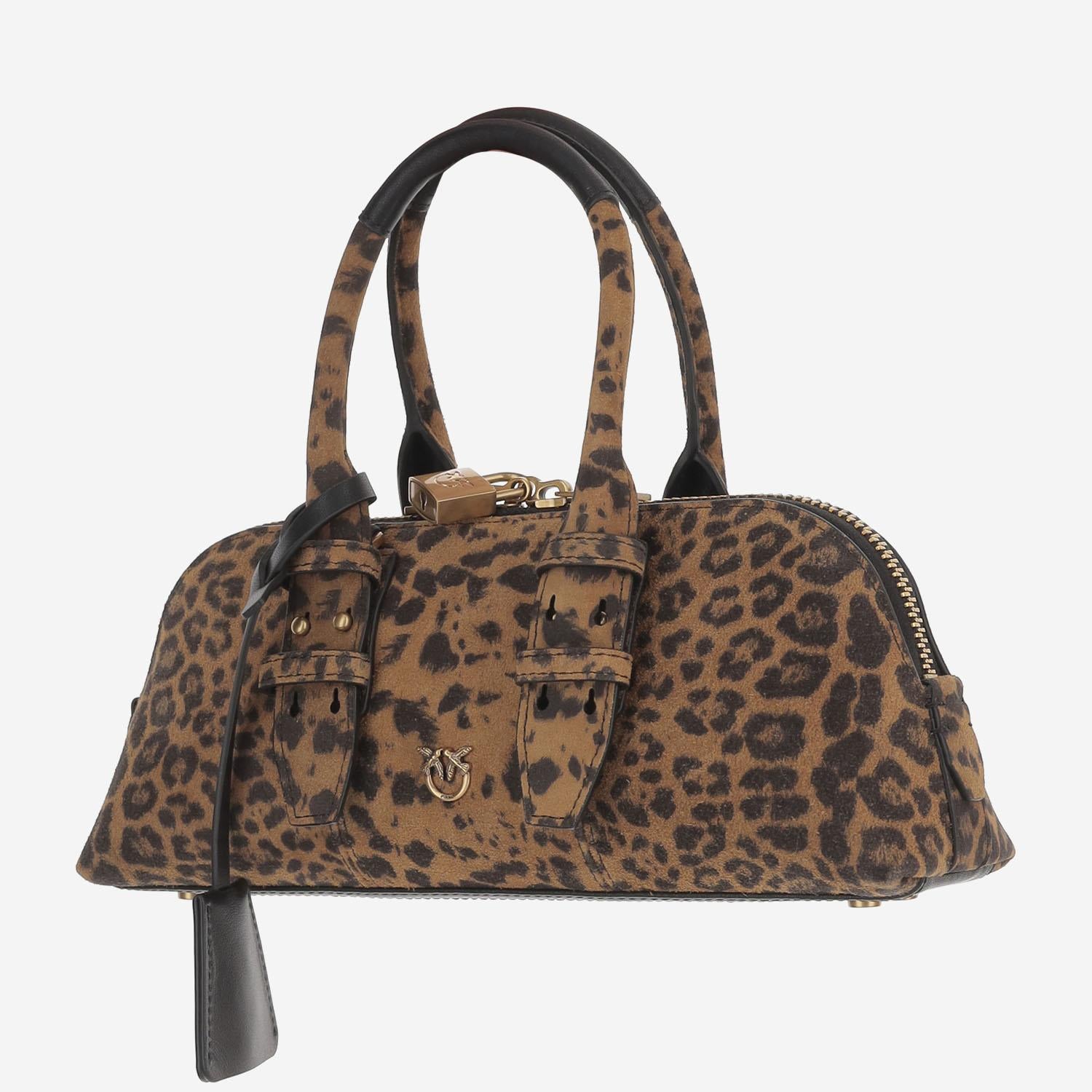 Borsa bowling Escape Horizontal in pelle scamosciata 105334 A32AM35Q PINKO 