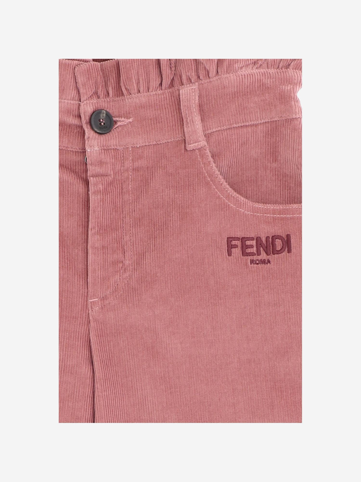 PANTALONI IN VELLUTO A COSTE JFF380 AYMCF1T6P FENDI KIDS 