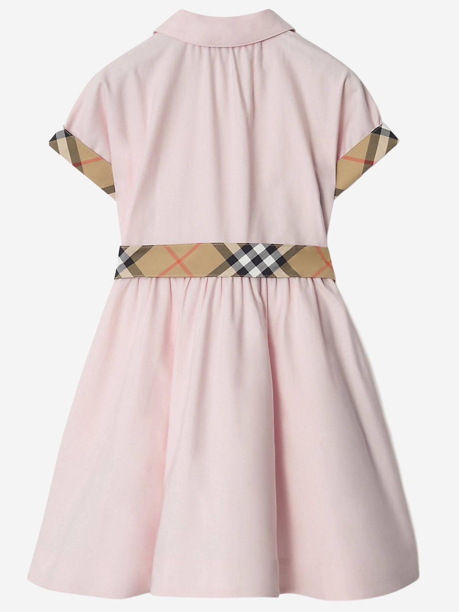 ABITO IN COTONE CON DETTAGLI A CHECK 8117379 ICEPINK BURBERRY KIDS 