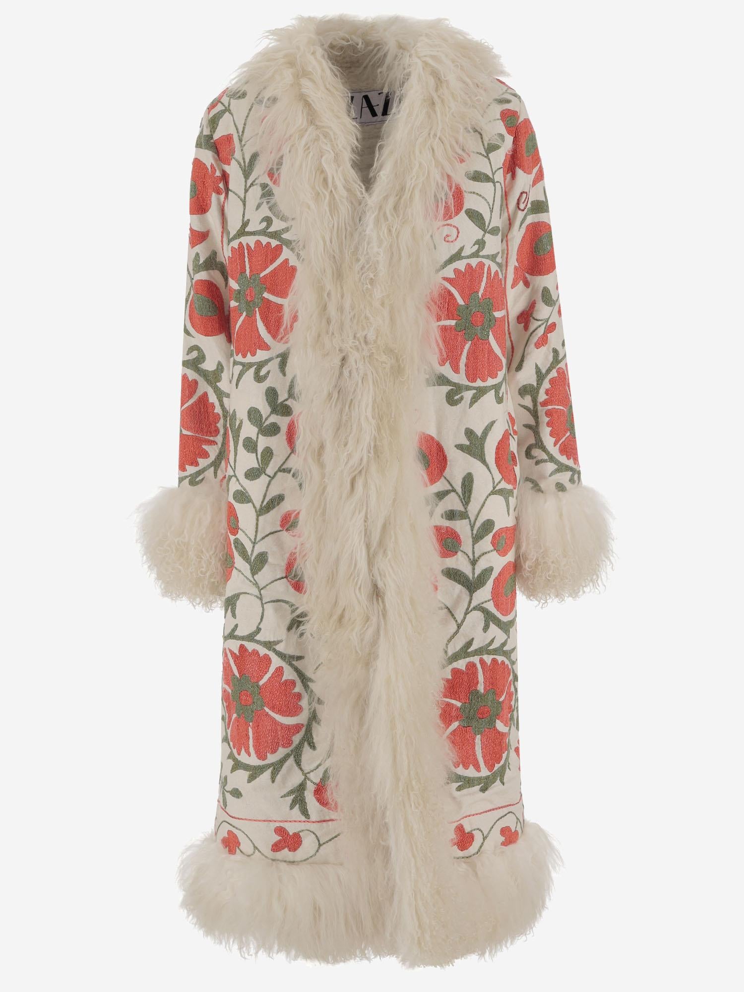 Cappotto suzani con pelliccia di pecora DB13232 WHITE ZAZI 