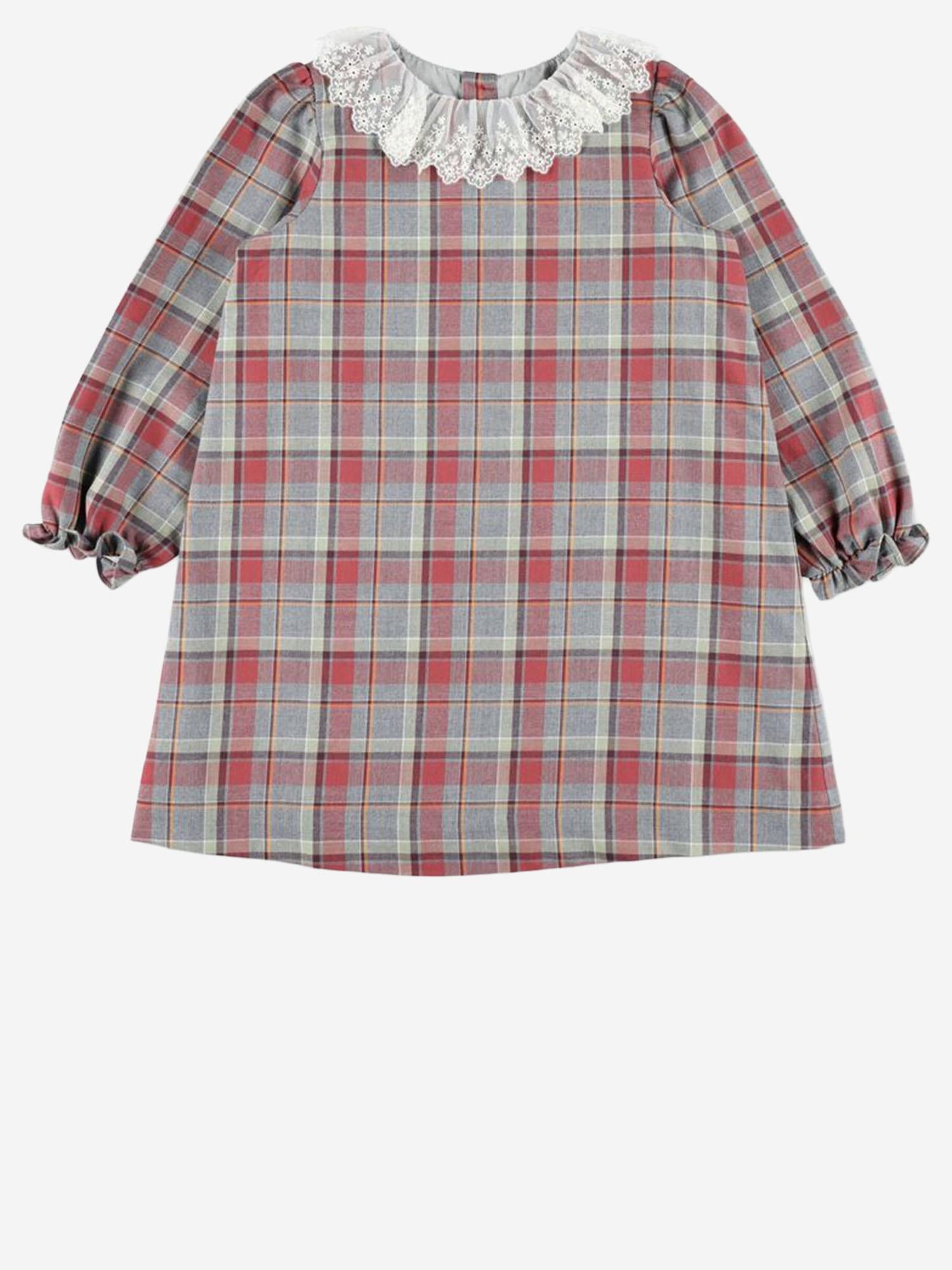 ABITO IN COTONE A QUADRI CON COLLETTO IN PIZZO W05GDRW00075 352A BONPOINT KIDS 