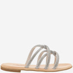 SANDALI IN PELLE CON STRASS TASO SILVER KIMA 