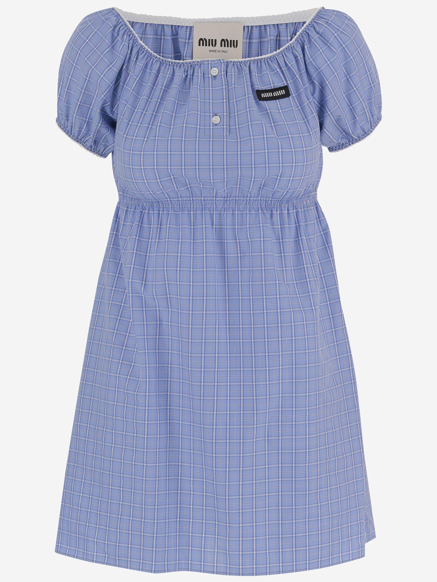 ABITO IN COTONE CON MOTIVO A QUADRI MF6225 183AF0076 MIU MIU 