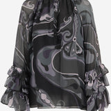 BLUSA IN VISCOSA CON STAMPA A MOTIVO ASTRATTO 5URM11 5U780016 EMILIO PUCCI 