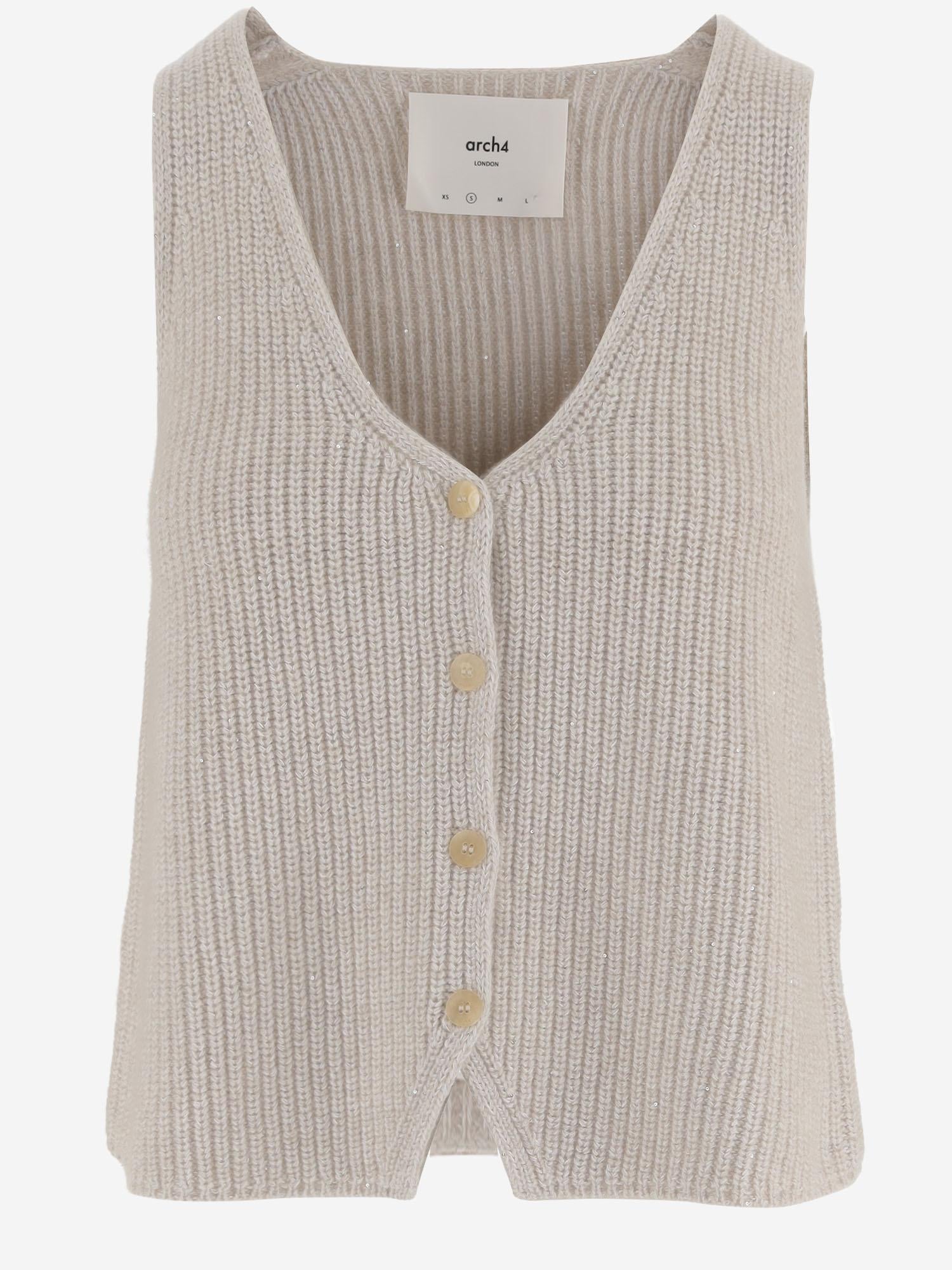 GILET IN MISTO CASHMERE E COTONE CON PAILLETTES KNVS2696 263 ARCH4 