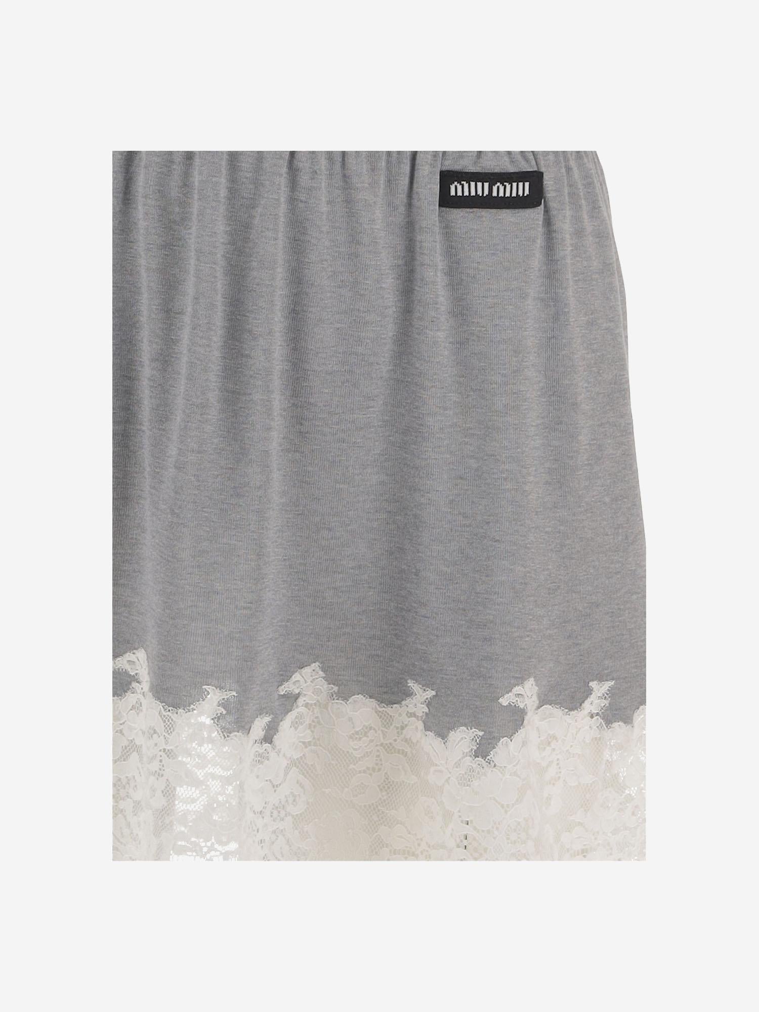 GONNA IN SETA RICICLATA CON BORDO IN PIZZO MG2644 19E1F0031 MIU MIU 