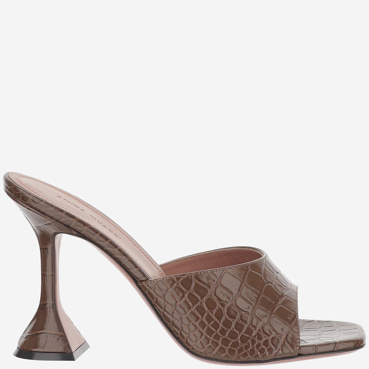 SANDALI LUPITA IN PELLE LUPITASLIPPER 95BROWNPRINTEDCROC AMINA MUADDI 