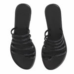 SANDALI IN PELLE CON STRASS KOS NERO OPACO KIMA 