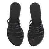 SANDALI IN PELLE CON STRASS KOS NERO OPACO KIMA 