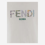 T-SHIRT IN COTONE CON LOGO RICAMATO JFI385 7AJF0TU9 FENDI KIDS 