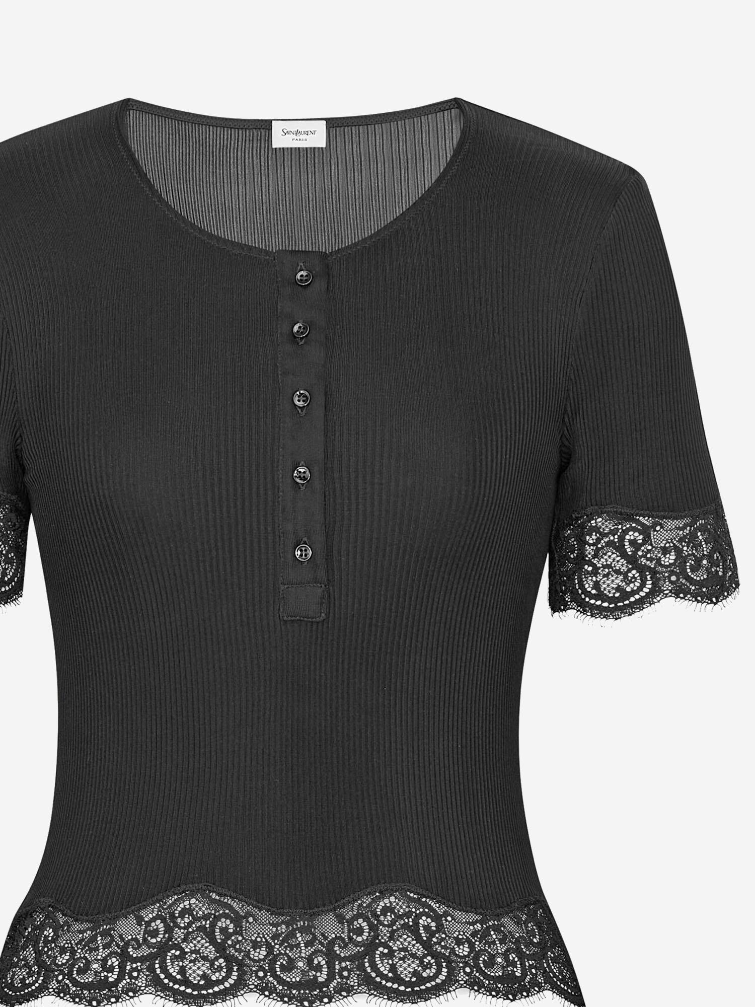 T-shirt in jersey di seta 851263 Y37SM1000 SAINT LAURENT 