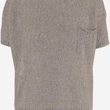 MAGLIA A MANICHE CORTE IN MISTO LINO E COTONE R2Q101 414 BRUNO MANETTI 