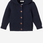 CARDIGAN CON CAPPUCCIO IN LANA E ACRILICO 25W213 DARKBLUE 1+ IN THE FAMILY KIDS 