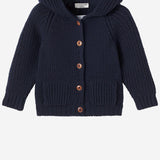 CARDIGAN CON CAPPUCCIO IN LANA E ACRILICO 25W213 DARKBLUE 1+ IN THE FAMILY KIDS 