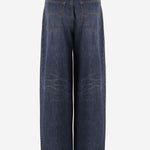 JEANS A GAMBA LARGA IN DENIM E SETA 773763 TOW584673 BALENCIAGA 