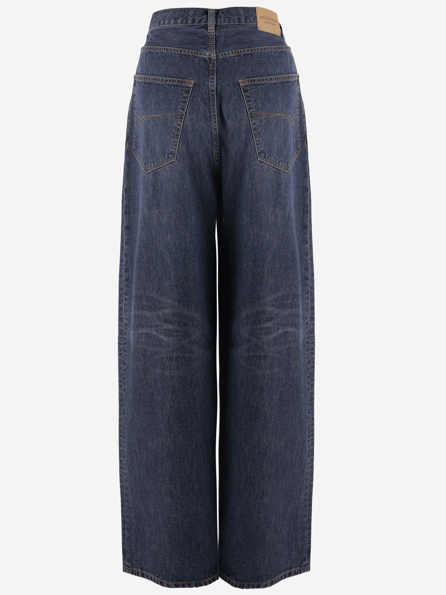 JEANS A GAMBA LARGA IN DENIM E SETA 773763 TOW584673 BALENCIAGA 