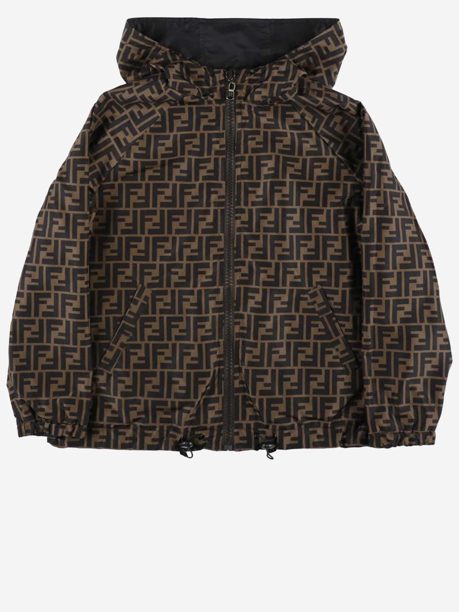 GIACCA REVERSIBILE CON CAPPUCCIO E MOTIVO FF JUA092 AEYCF0QA1 FENDI KIDS 