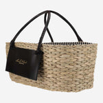 BORSA SMALL IN PAGLIA E PELLE PANDSMALL NERO ANITA BILARDI 