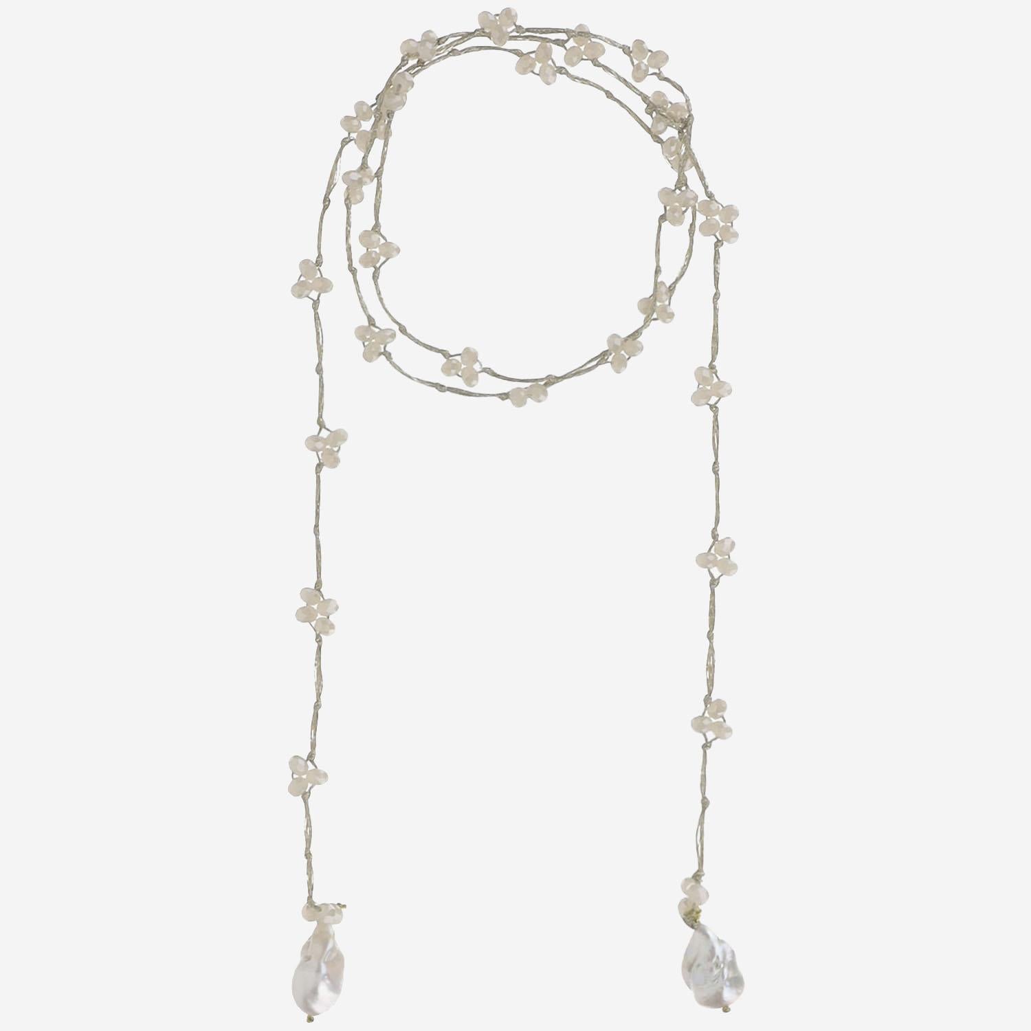 COLLANA CON PERLE VCREAM WHITEROSEGRIGIO MELA 