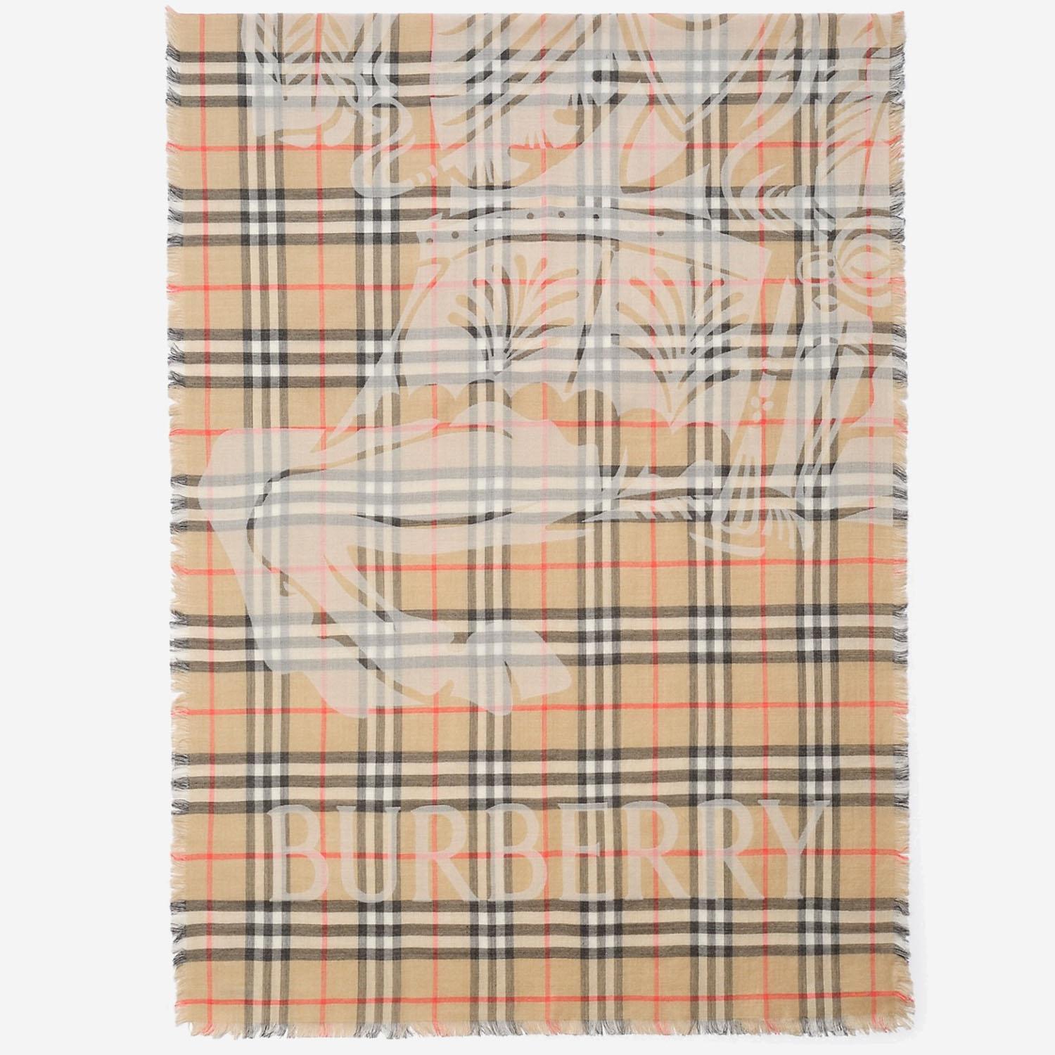 SCIARPA IN LANA E SETA CHECK 8117905 SAND BURBERRY 