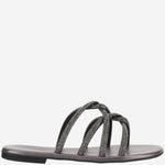 SANDALI IN PELLE CON STRASS TASO ANTRACITE KIMA 
