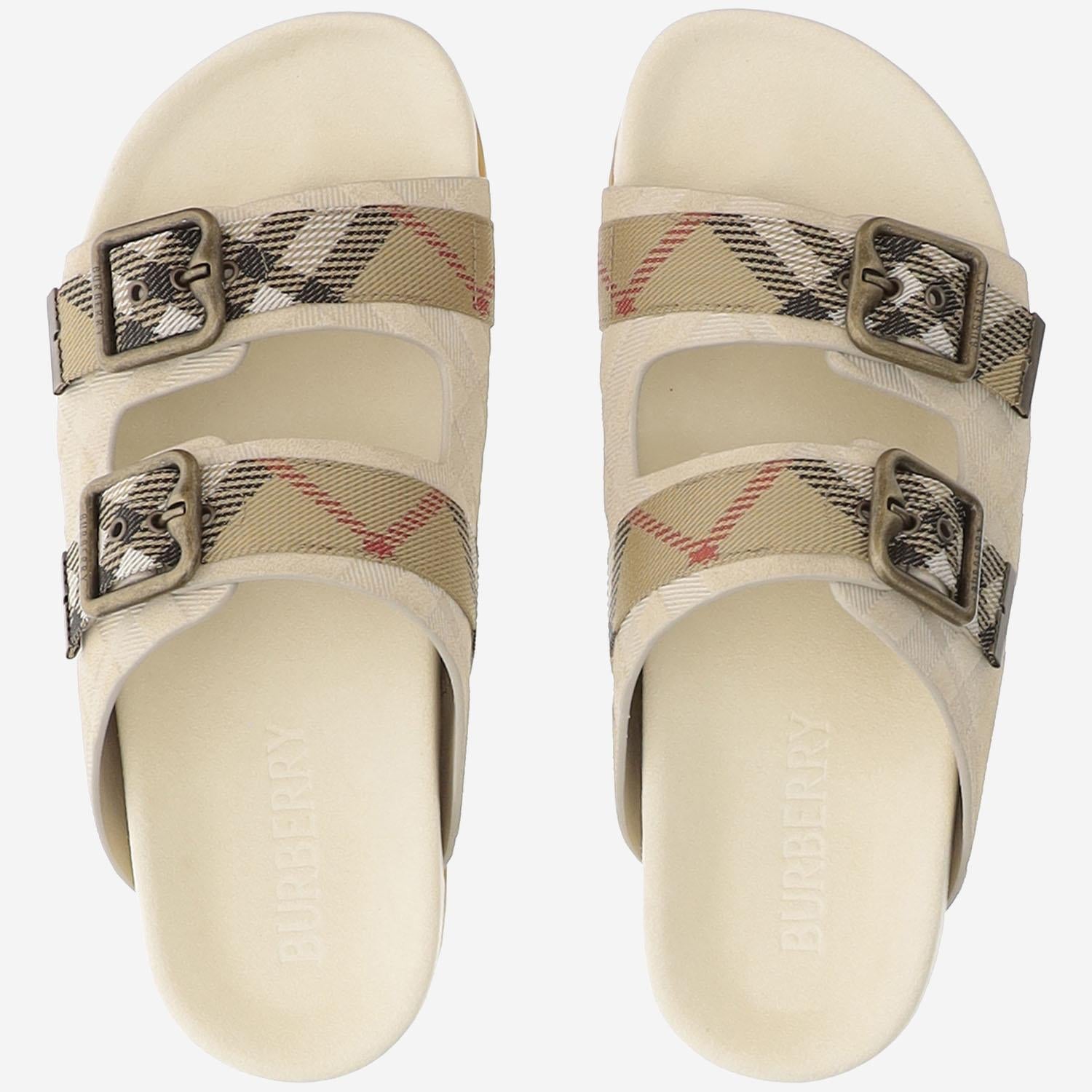 CIABATTE IN MISTO PELLE CON DOPPIO STRAP 8118612 BAKE BURBERRY 