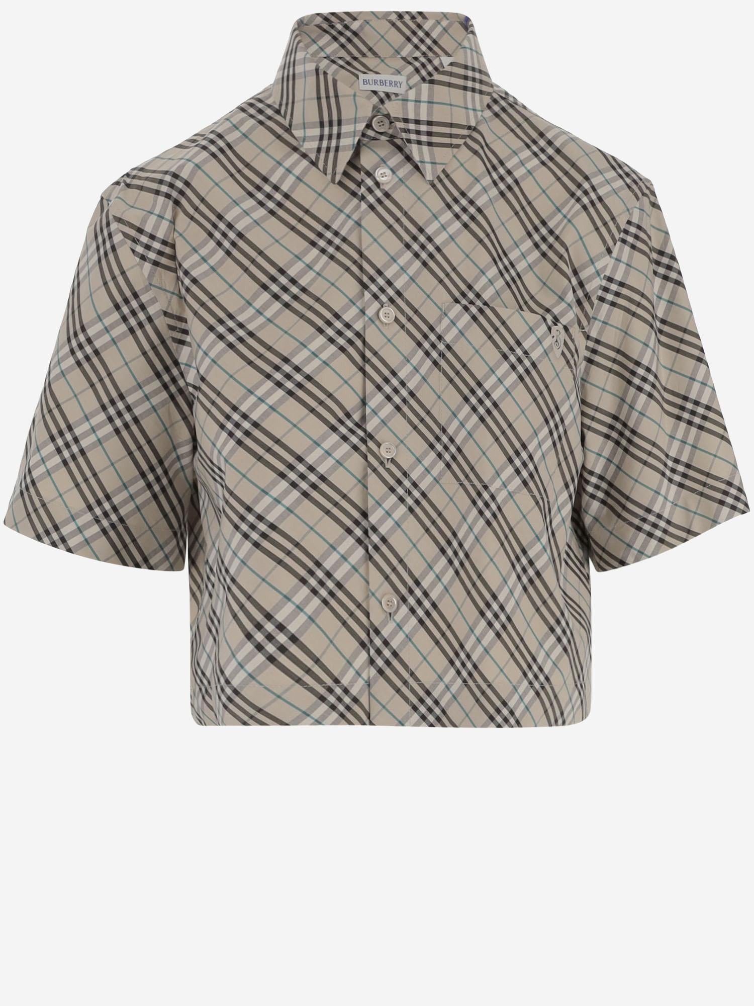 CAMICIA CROPPED IN COTONE CON MOTIVO CHECK 8101121 HUSK IP CHECK BURBERRY 