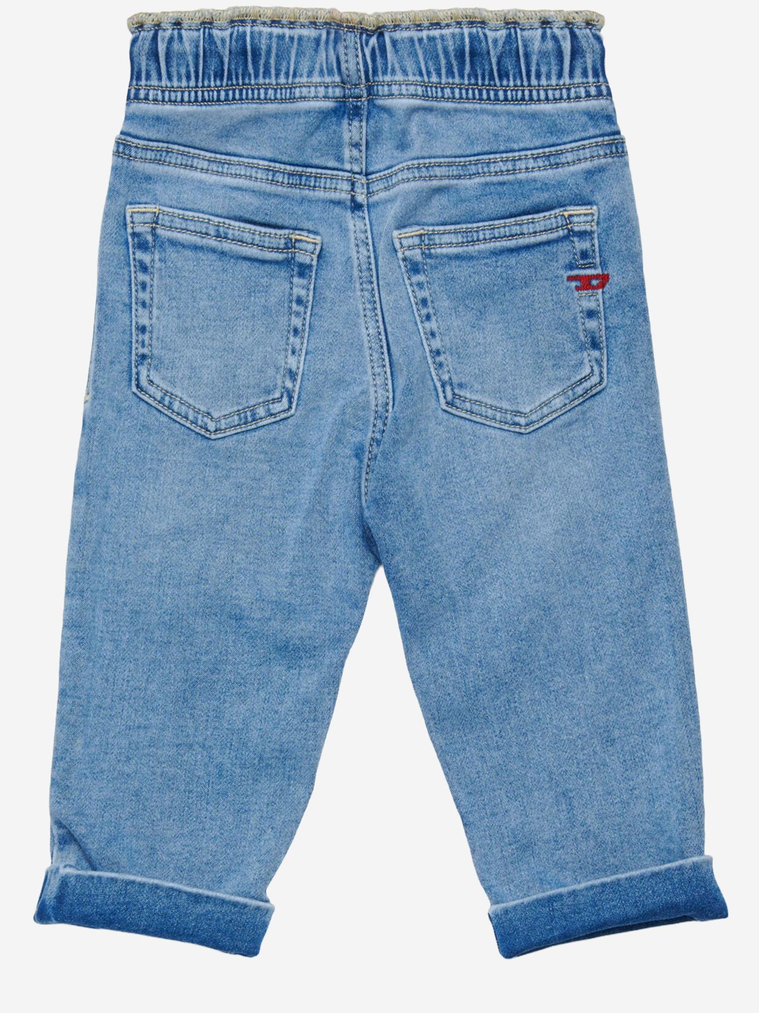 JEANS IN COTONE CON VITA ELASTICATA E RISVOLTO K00311 KXBSAK01 DIESEL KIDS 