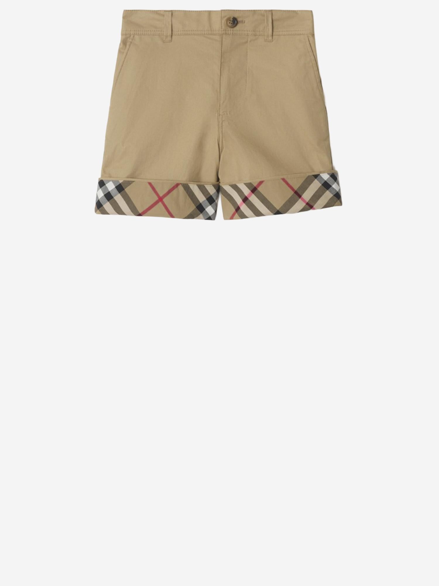 PANTALONI CORTI IN COTONE CON MOTIVO CHECK 8117173 SAND BURBERRY KIDS 