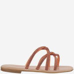 SANDALI IN PELLE CON STRASS TASO ARANCIO KIMA 