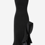 Abito in viscosa stretch con volant 105781 A2Q2Z99 PINKO 