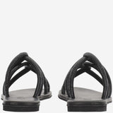 SANDALI IN PELLE CON STRASS TASO NERO OPACO KIMA 
